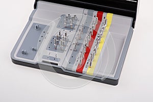 Surgical kit for dental implantology macro close up