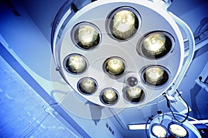 Surgical lamps in operation room photo