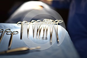 Surgical light in the operating room.Team surgeon at work in operating room.