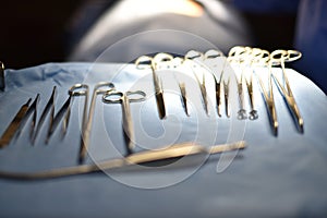 Surgical light in the operating room.Team surgeon at work in operating room.