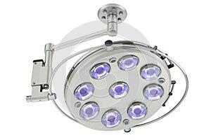 Surgical lighting, operating light or surgical lighthead. 3D rendering