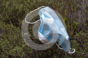 Surgical mask discarded in the field