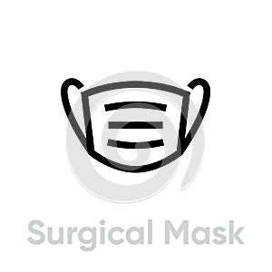 Surgical Mask icon. Editable line vector. photo