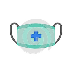 Surgical mask, medical and hospital related flat design icon set photo