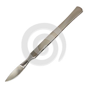 Surgical scalpel , abdominal all-metal reusable for multiple use. Medical instrument for dissecting soft tissues and photo