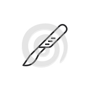 Surgical scalpel line icon, outline vector sign, linear style pictogram isolated on white.