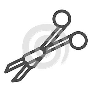 Surgical scissors line icon, Medicine concept, surgeon equipment sign on white background, medical clamp or scissors