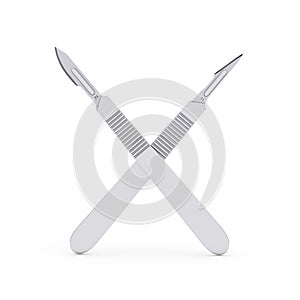 Surgical Stainless Steel Metal Scalpels. 3d Rendering