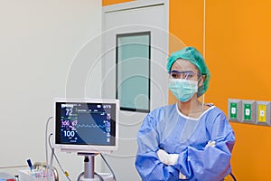 The surgical team is performing surgery for the patient in the operating room