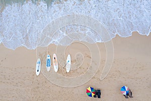 Surin bay emerald sea at Phuket Thailand aerial view