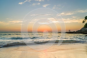 Surin beach at sunset in Phuket island