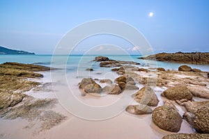 Surin beach at sunset in Phuket island