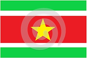 Suriname flag five horizontal bands of green white and red with a yellow star in the centre