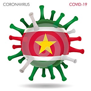 Suriname flag in virus shape