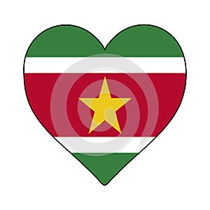 Suriname Heart Shape Flag. Love Suriname. Visit Suriname. South America. Latin America. Vector Illustration Graphic