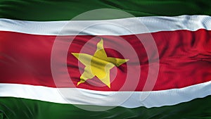 SURINAME Realistic Waving Flag Background