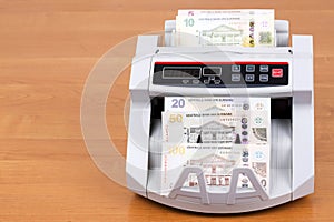 Surinamese Dollar in a counting machine photo