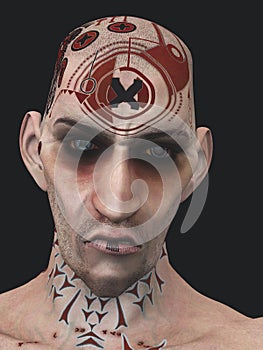Surly tattooed skinhead