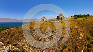 Surp Arakelots and Astvatsatsin churches in Armenia aerial view, religion