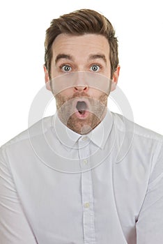 Surpise shocked man mouth open