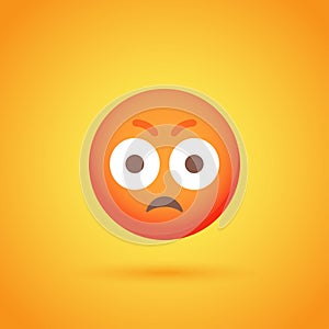 Surprise anger emoticon smile icon with shadow for social network design