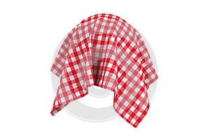 Surprise, Award or Prize Concept. Hidden Object Covered with Red Checkered Tablecloth Texture Fabric. 3d Rendering