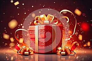 Surprise and Delight - Vibrant Gift Boxes with Gold Ribbon - Generative AI