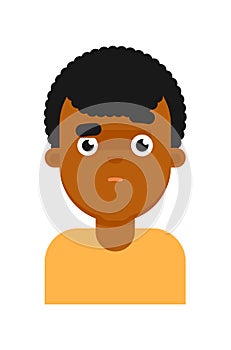 Surprise facial expression of black boy avatar