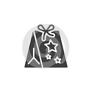 Surprise gift bag vector icon