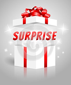 Surprise gift box white red vector