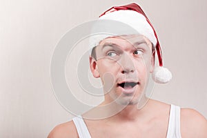 Surprise man in santa hat