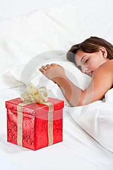 Surprise Present waits woman Christmas - Valentine