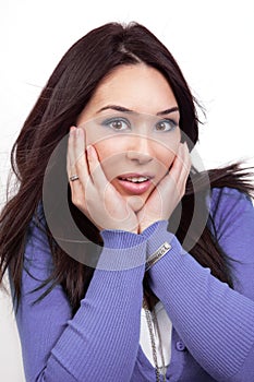 Surprise and shock expression on woman face