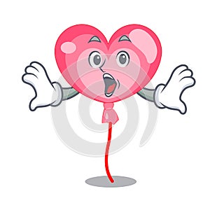 Surprised ballon heart mascot cartoon