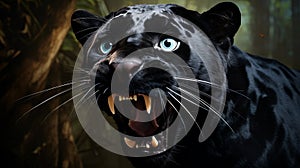 Surprised Black Panther In Daz3d Style Forest