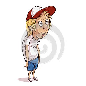 Surprised boy. Vector clip art in cartoon style