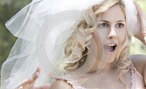 Surprised bride portrait