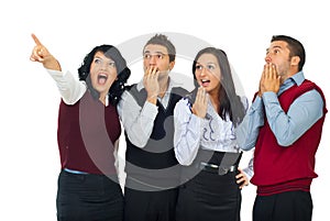 Surprised business people team