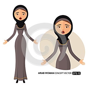 Surprised business woman emotional girl character flat cartoon vector illustration