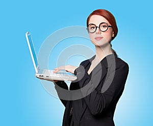 Surprised business women with laptop