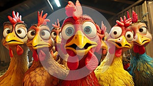 surprised chickens, AI generated