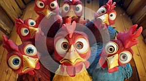 surprised chickens, AI generated