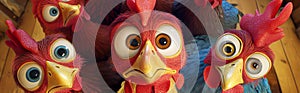 surprised chickens, AI generated