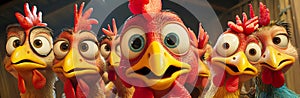 surprised chickens, AI generated