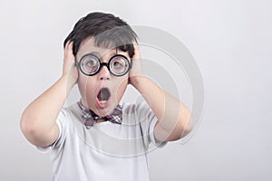 Surprised child with glasses