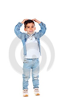 Surprised child with jeans