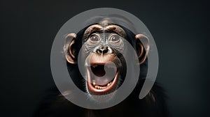 Surprised Chimp: Speedpainting Of A Youthful Chimpanzee With Open Mouth