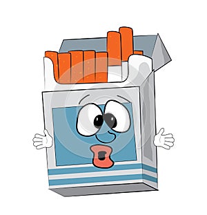 Surprised cigaretes pack cartoon
