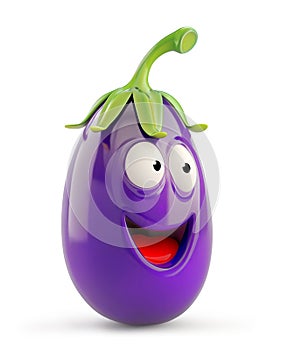Surprised eggplant character with open mouth