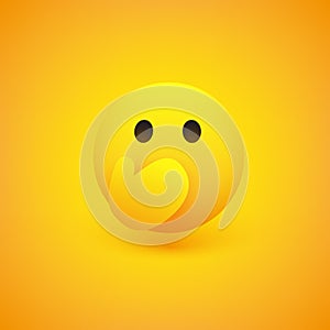 Surprised Emoticon Covering His Mouth with Hands - Simple Emoticon on Yellow Background - Vector Design Illustration